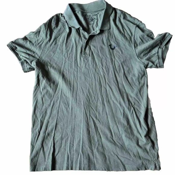 True Religion Logo Polo Shirt 100% Authentic In Unique Military Green, XXL - Picture 4 of 10